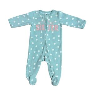 Carter's Baby Girl Little Sister Polka Dot Footed Fleece Pajama Size 3 Months